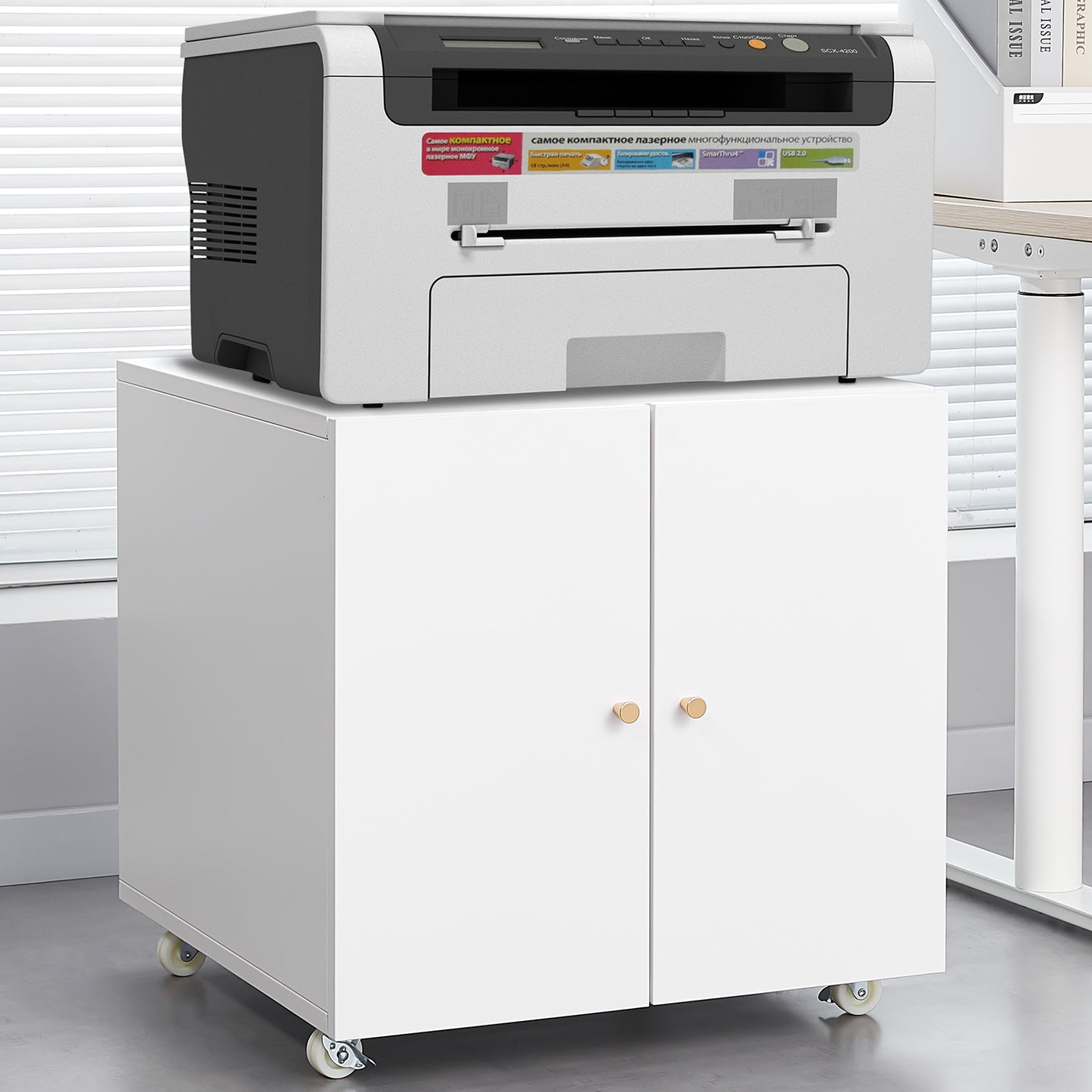 Elmcrest Modern Mobile Printer Stand with Storage & File Cabinet on Wheels