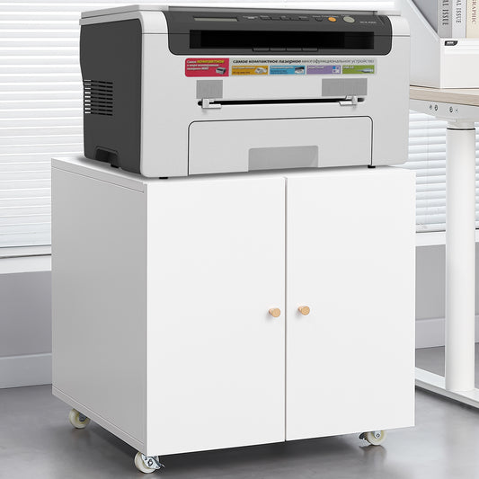 Elmcrest Modern Mobile Printer Stand with Storage & File Cabinet on Wheels