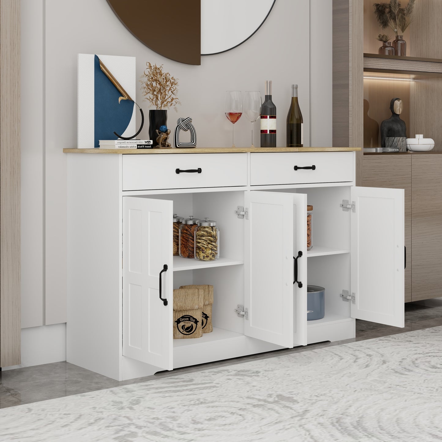 Kingsly Traditional Farmhouse Buffet Cabinet