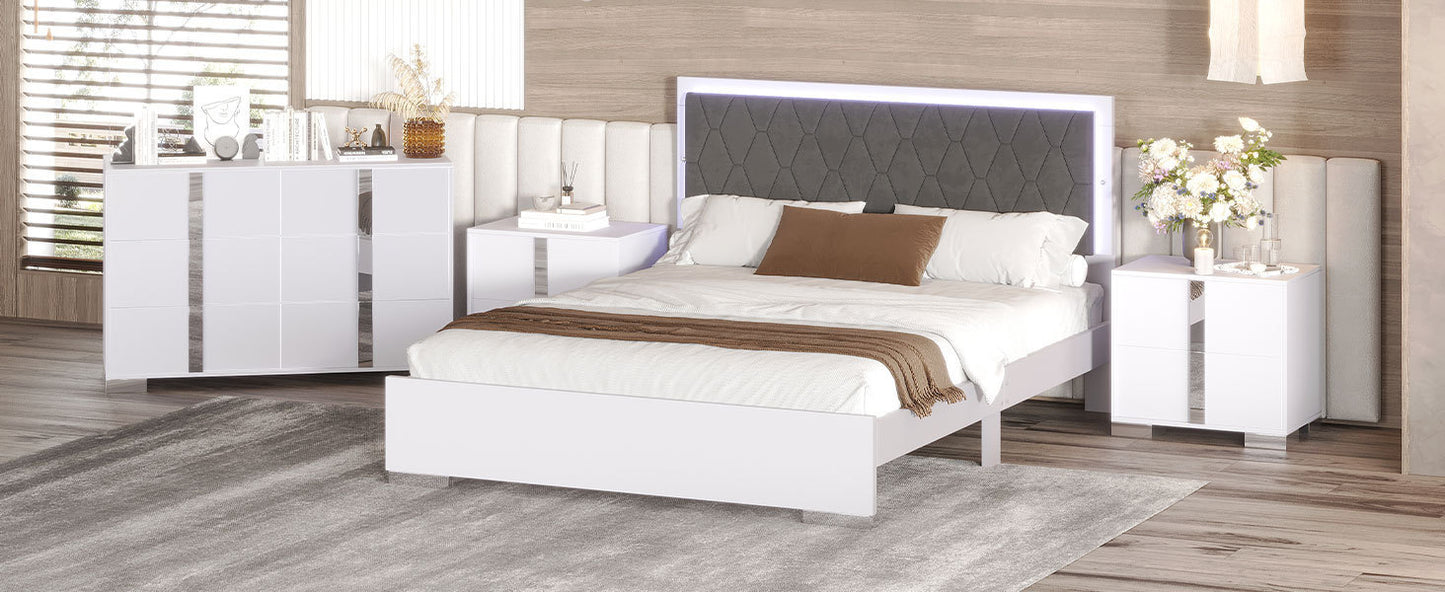 Sonoma Contemporary LED Upholstered Bedroom Set