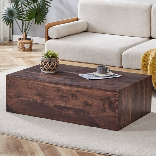 Emery Contemporary Walnut Wood Coffee Table