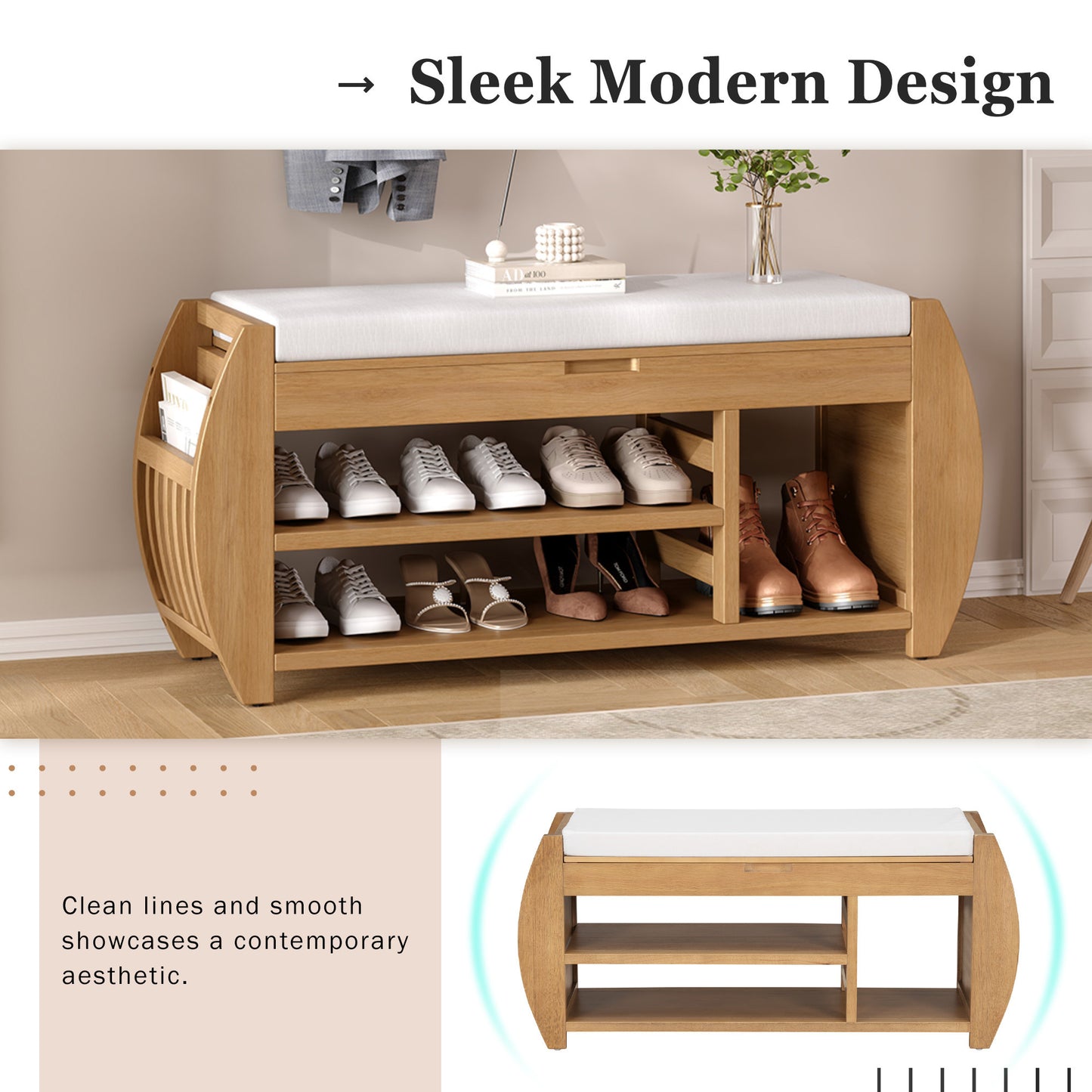 Cleo Mid-Century Retro Storage Bench