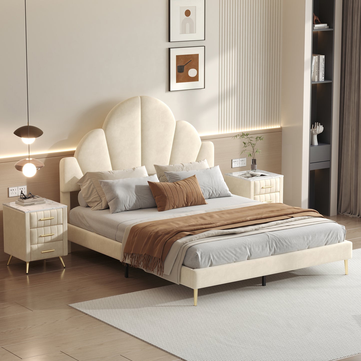 Somerset Modern Velvet Petal Bedroom Set