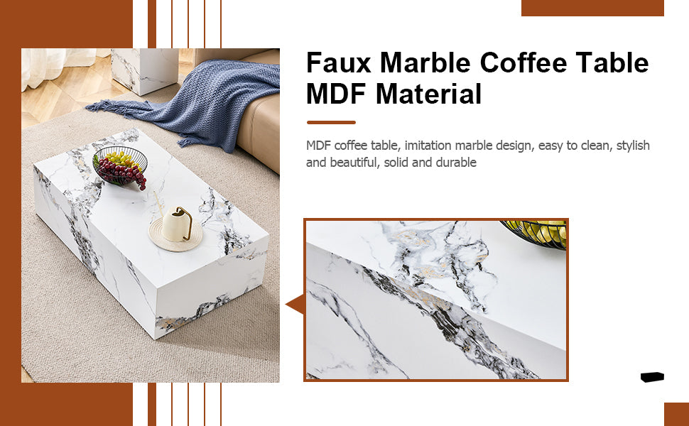 Kingsly Modern Marble Coffee Table
