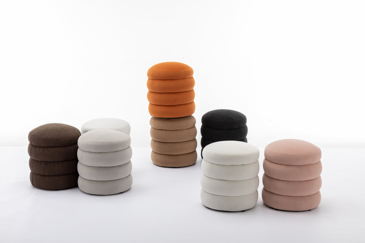 Ghivi Contemporary Velvet Round Footrest Ottoman