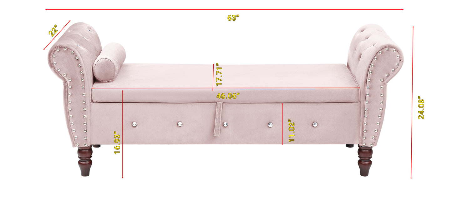 Fitch Mid-Century Velvet Crystal Storage Bench