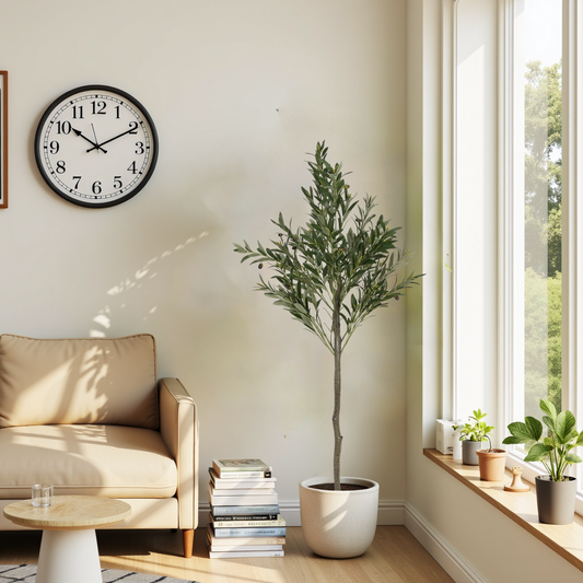 Kingsly Contemporary 66' Artificial Olive Tree with Pot