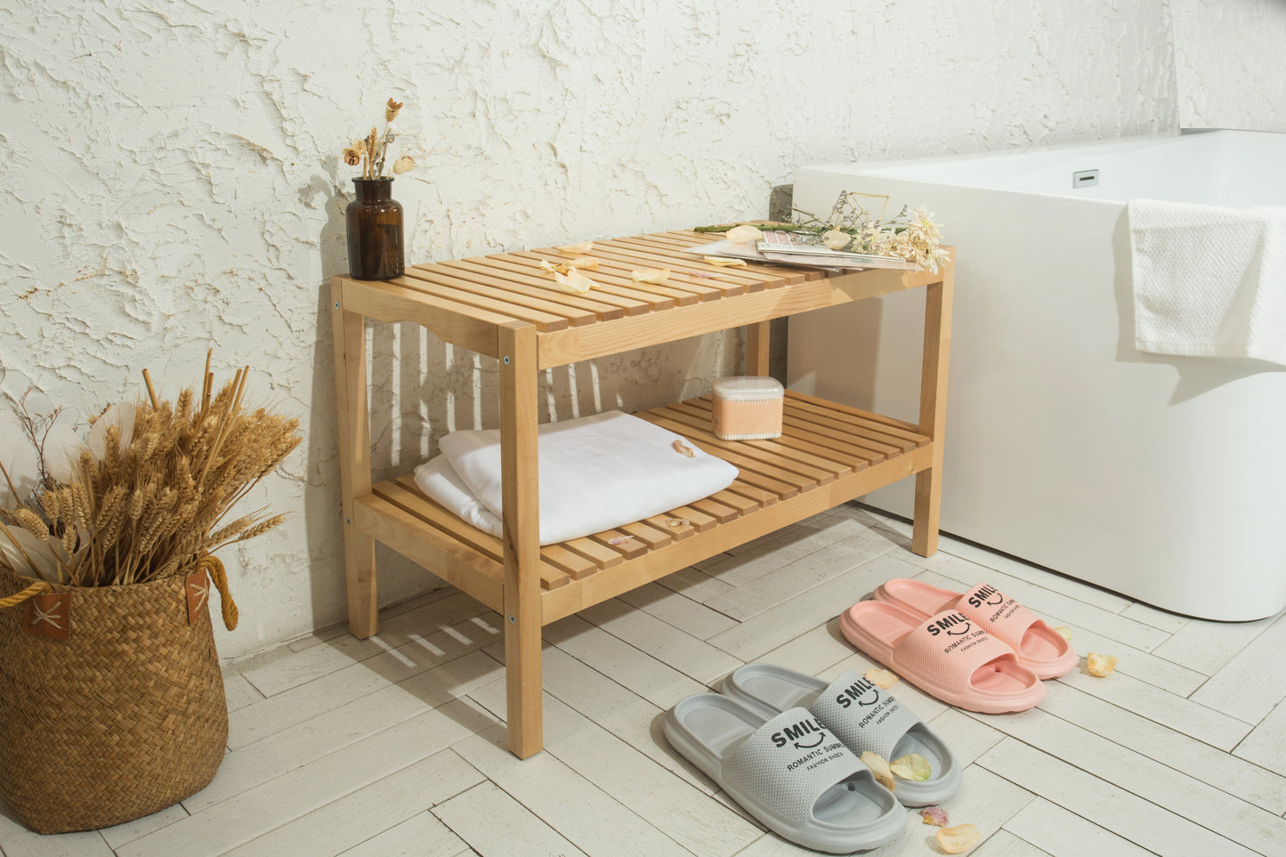 Healdsburg Craftsman Birch 3-Tier Shoe Bench