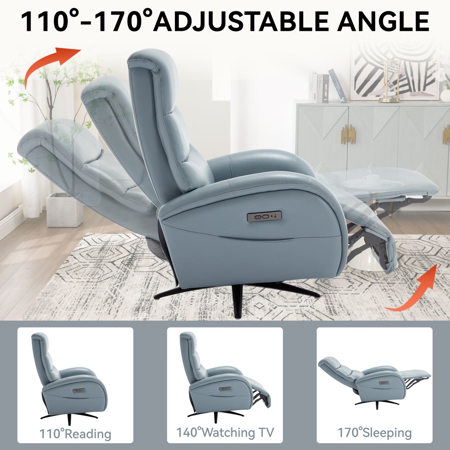 Fremont Modern Leatheraire Swivel Recliner Chair