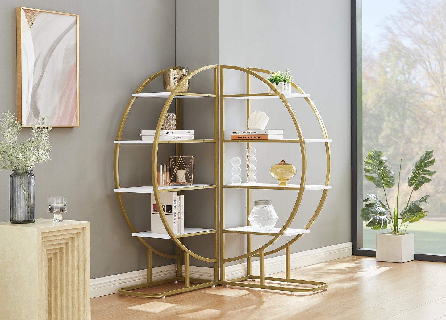 Emery Modern Metal Round Bookshelf