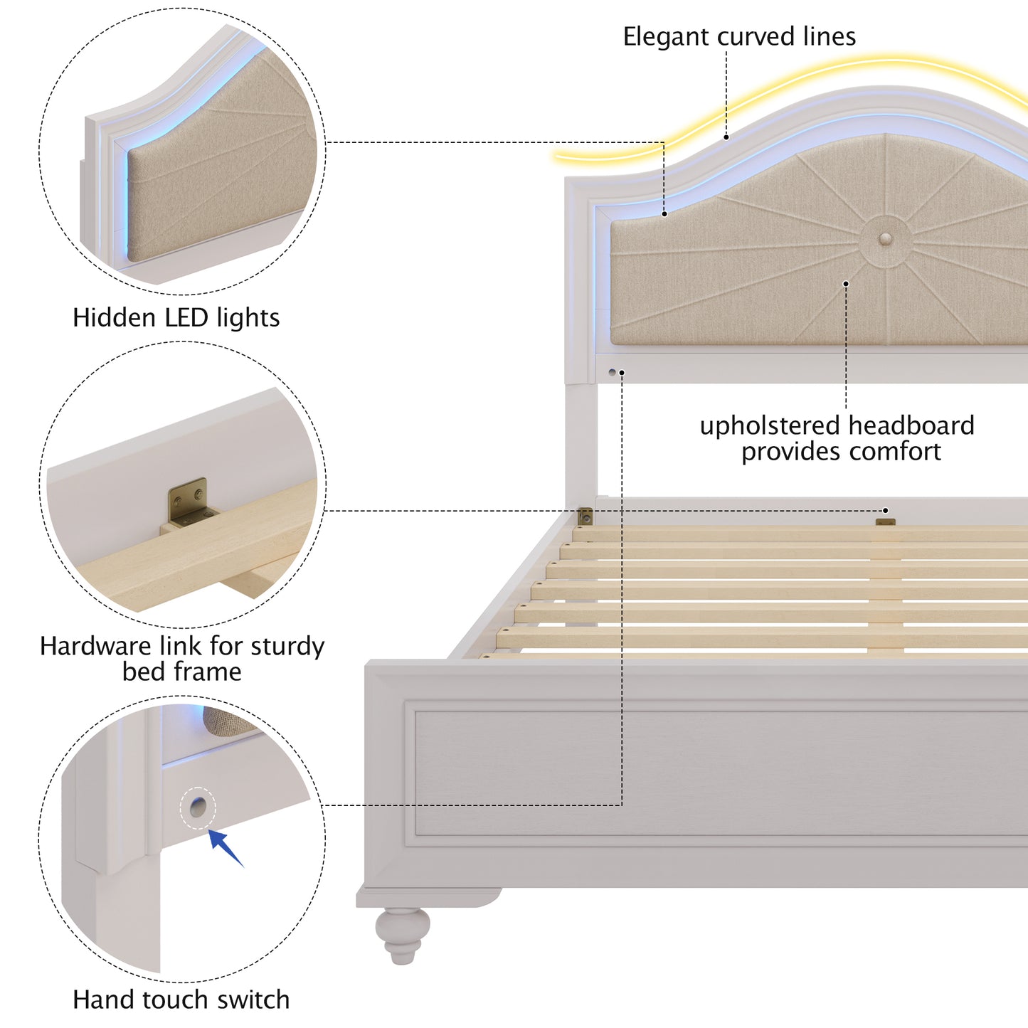 Lazzareschi Contemporary LED Upholstered Bedroom Set