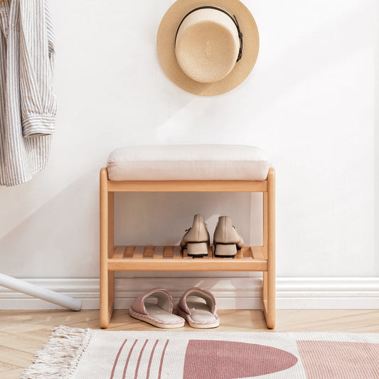 Marites Mid-Century Rack Wood Shoe Bench