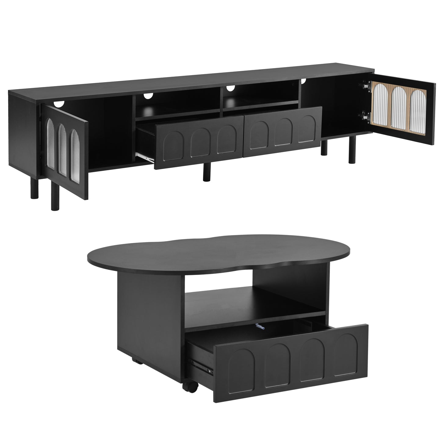 Kingsly Contemporary ON-TREND LED TV Stand