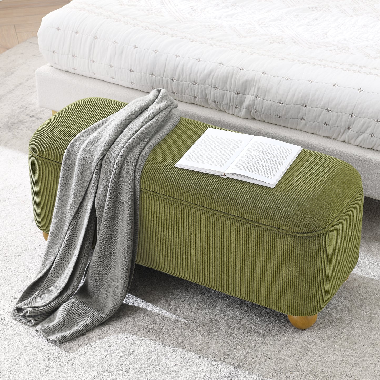 Silverleaf Modern Flannelette Fabric Ottoman Bench