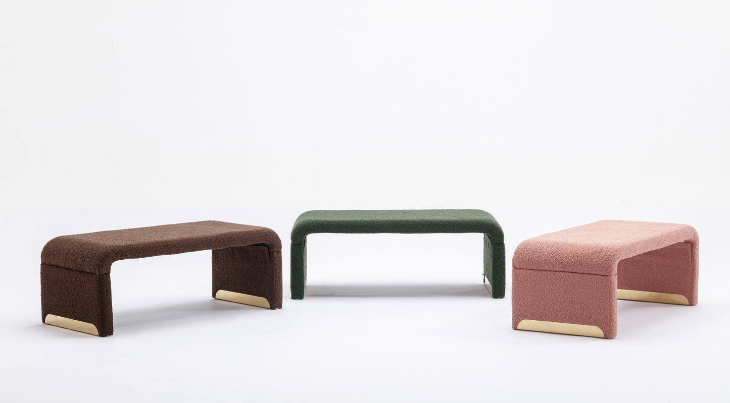 Fremont Mid-Century Boucle Fabric Ottoman Bench