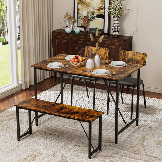 Cleo Modern 4-Piece Dining Table Set with Bench