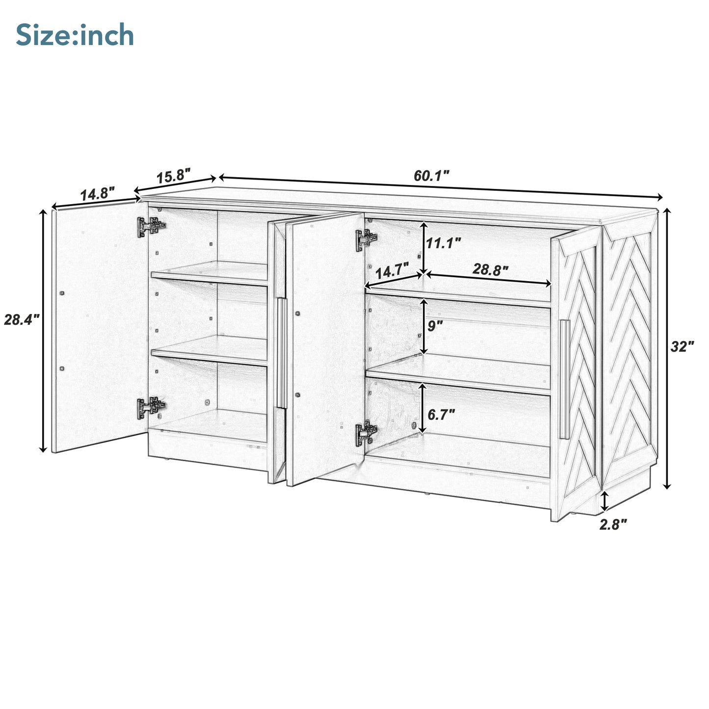Irvington Modern Large Sideboard Storage Cabinet