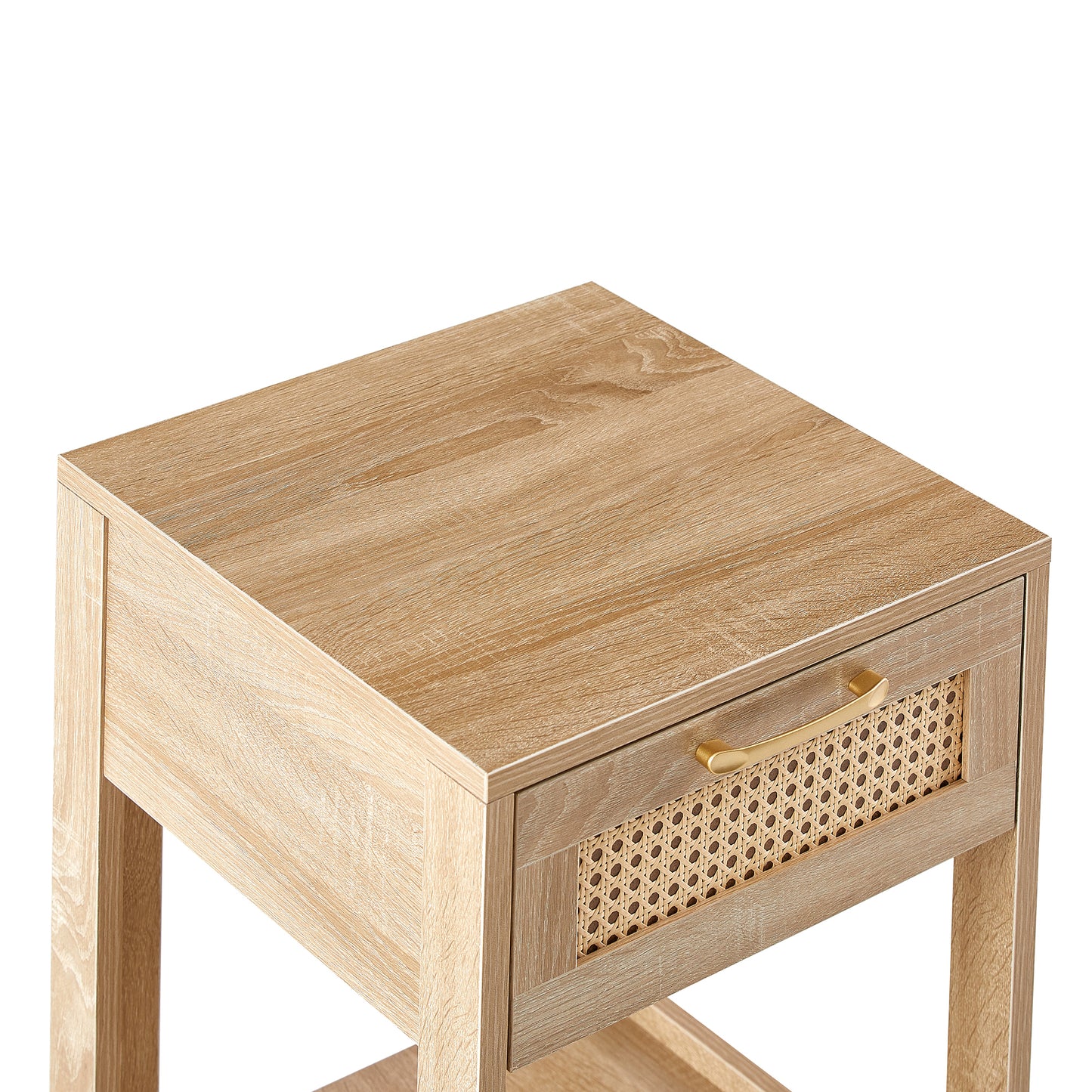 Niles Mid-Century Rattan Drawer Side Table