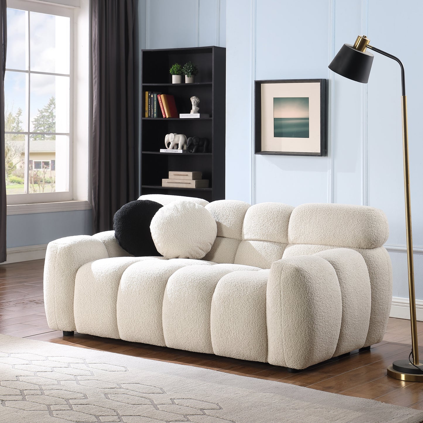 Niles Contemporary Marshmallow Boucle Sofa