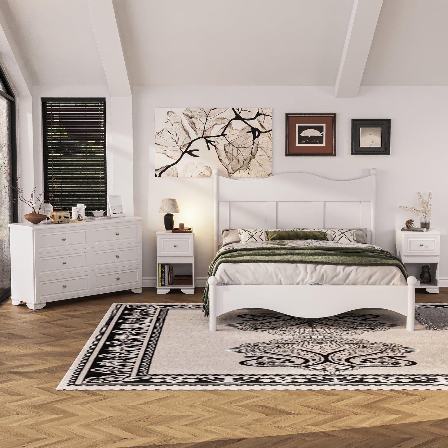 Elmcrest Mid-Century 4-Pieces Elegant Bedroom Sets