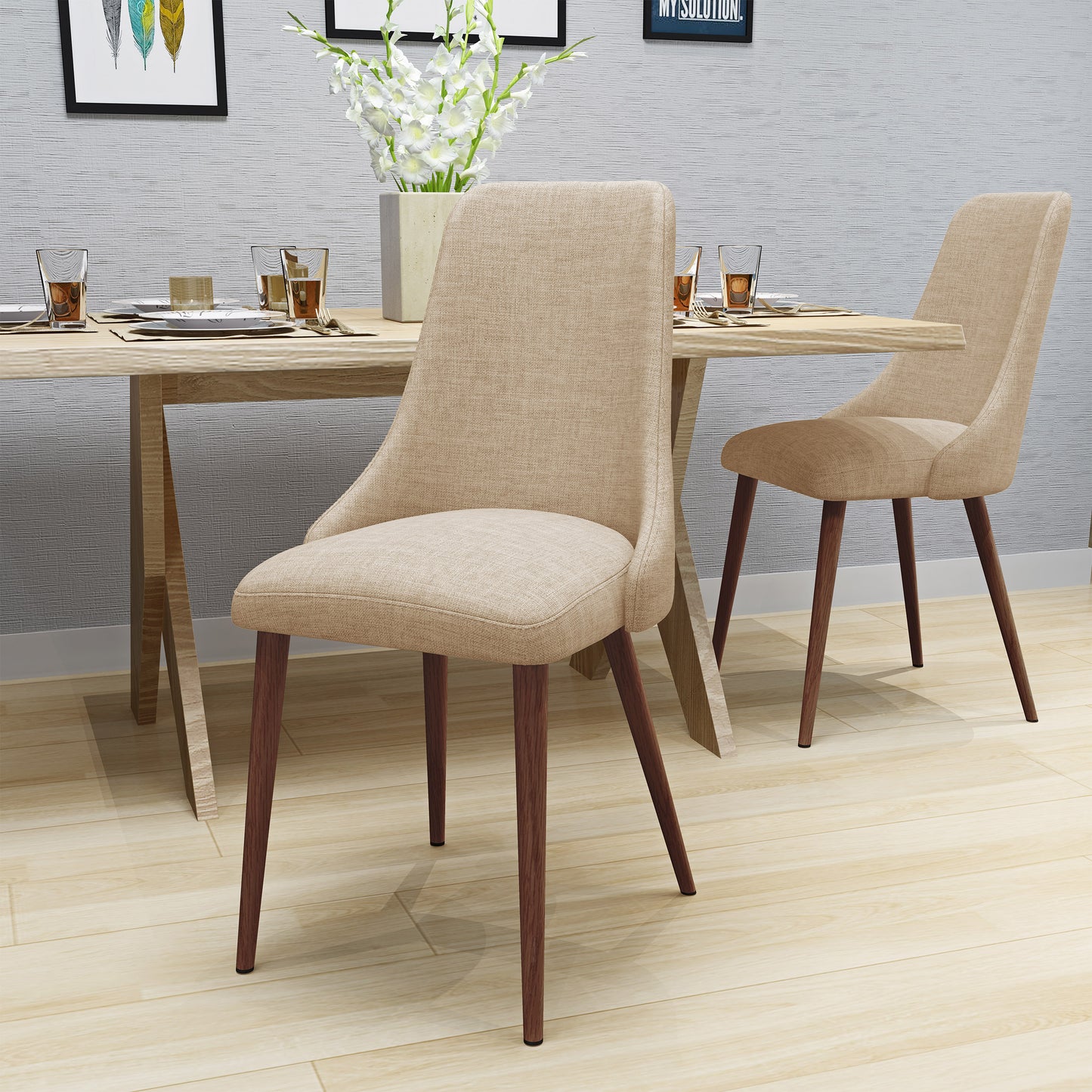 Elmcrest Modern Fabric Armless Dining Chairs