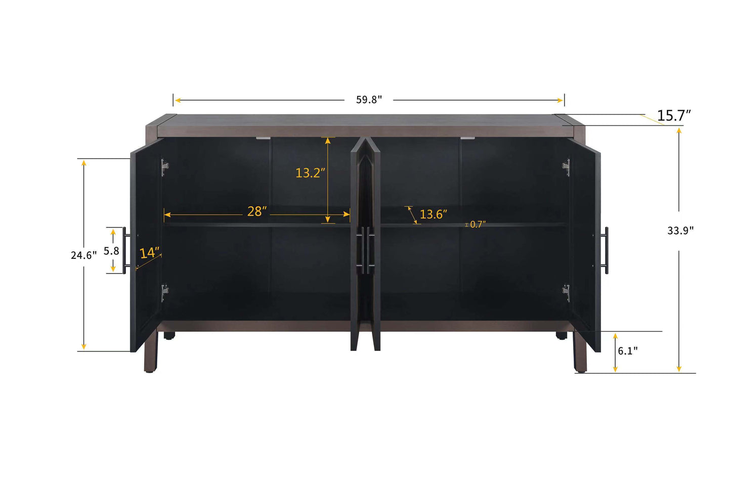 Centerville Modern Twill Wooden Sideboard Cabinet