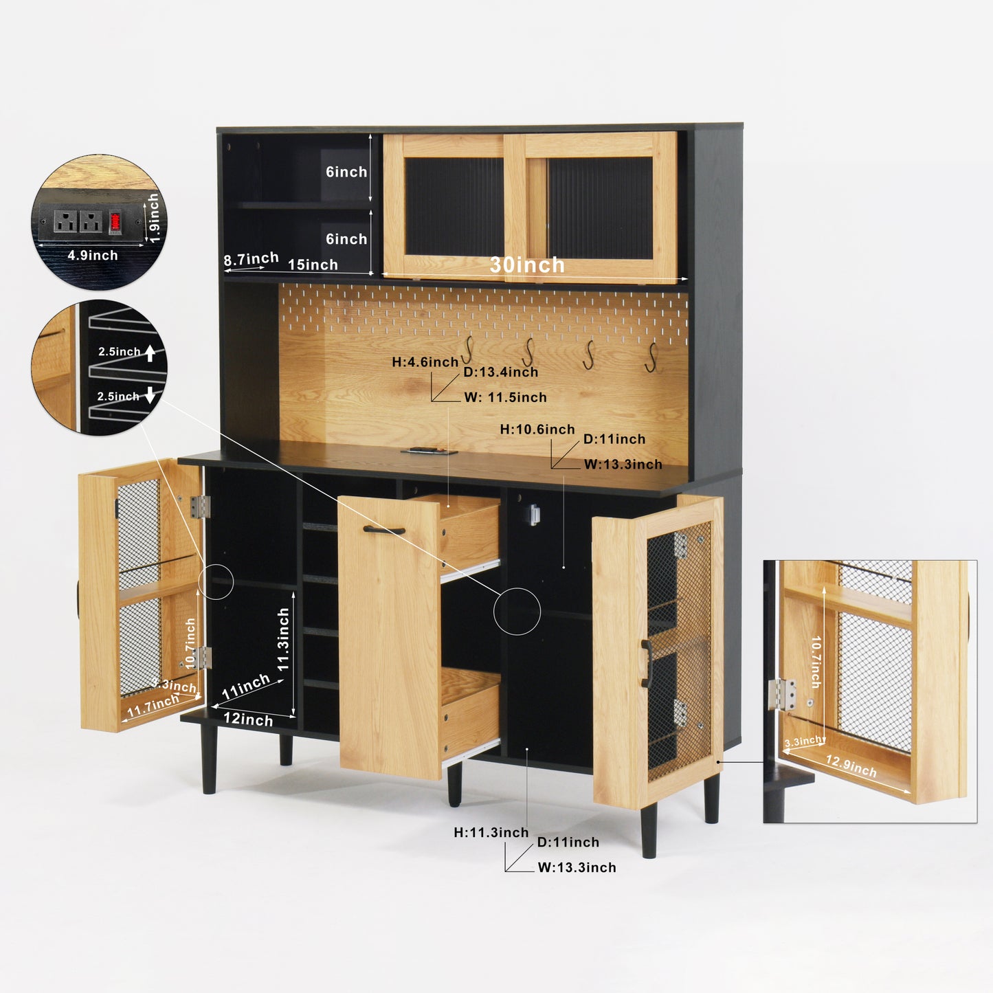 Somerset Modern Velvet Buffet Sideboard Cabinet