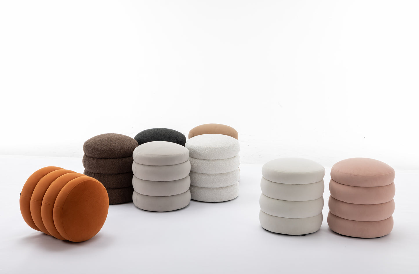 Ghivi Contemporary Velvet Round Footrest Ottoman