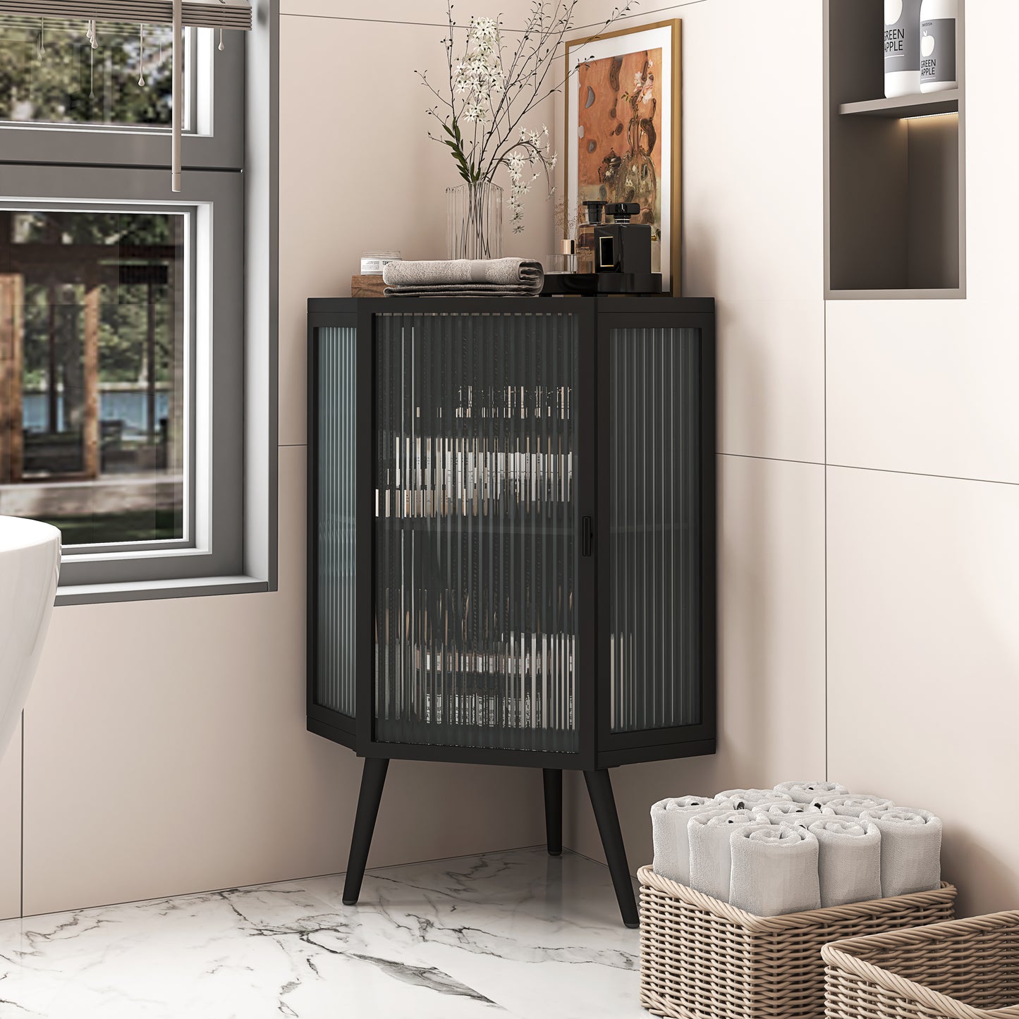 Kingsly Modern Tempered Glass Cabinet