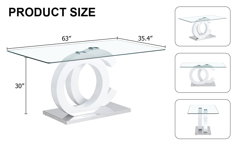 Marites Modern Minimalist Glass Dining Table