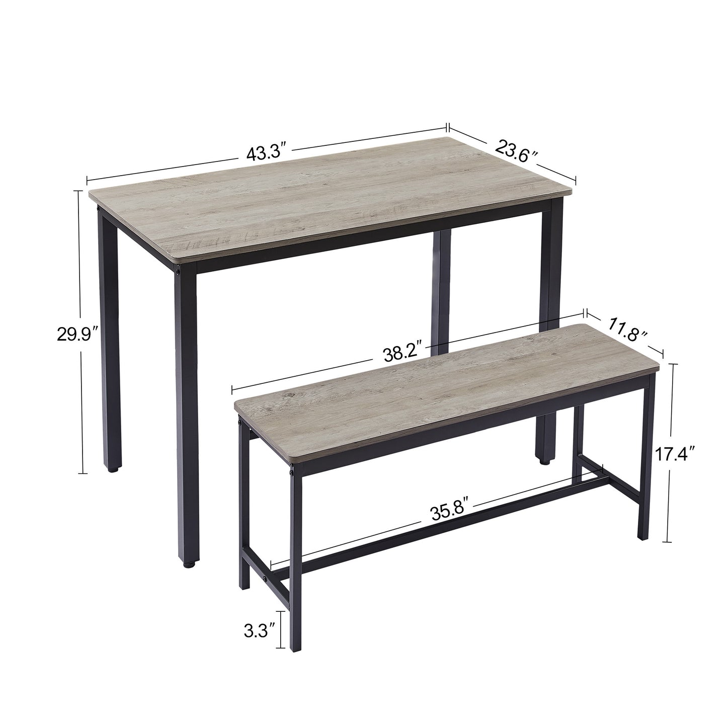 Niles Industrial Dining Set with Benches