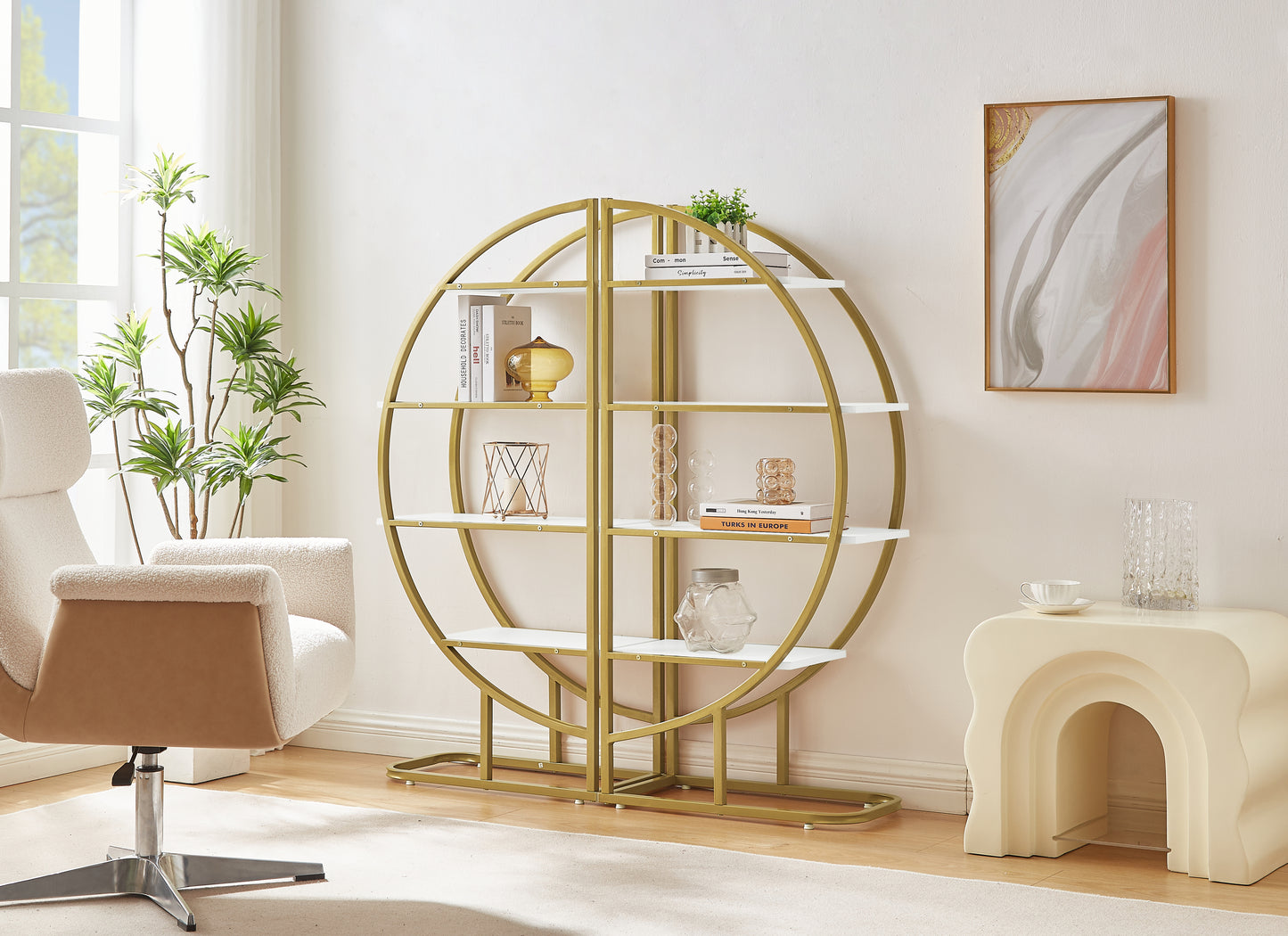 Emery Modern Metal Round Bookshelf