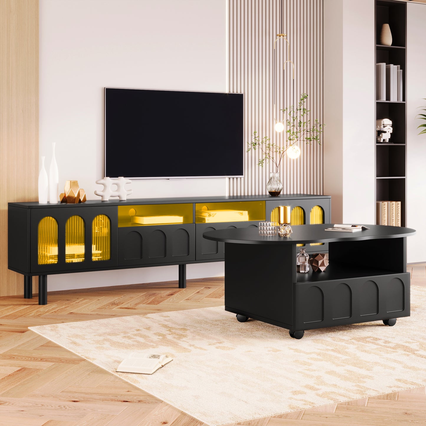 Kingsly Contemporary ON-TREND LED TV Stand