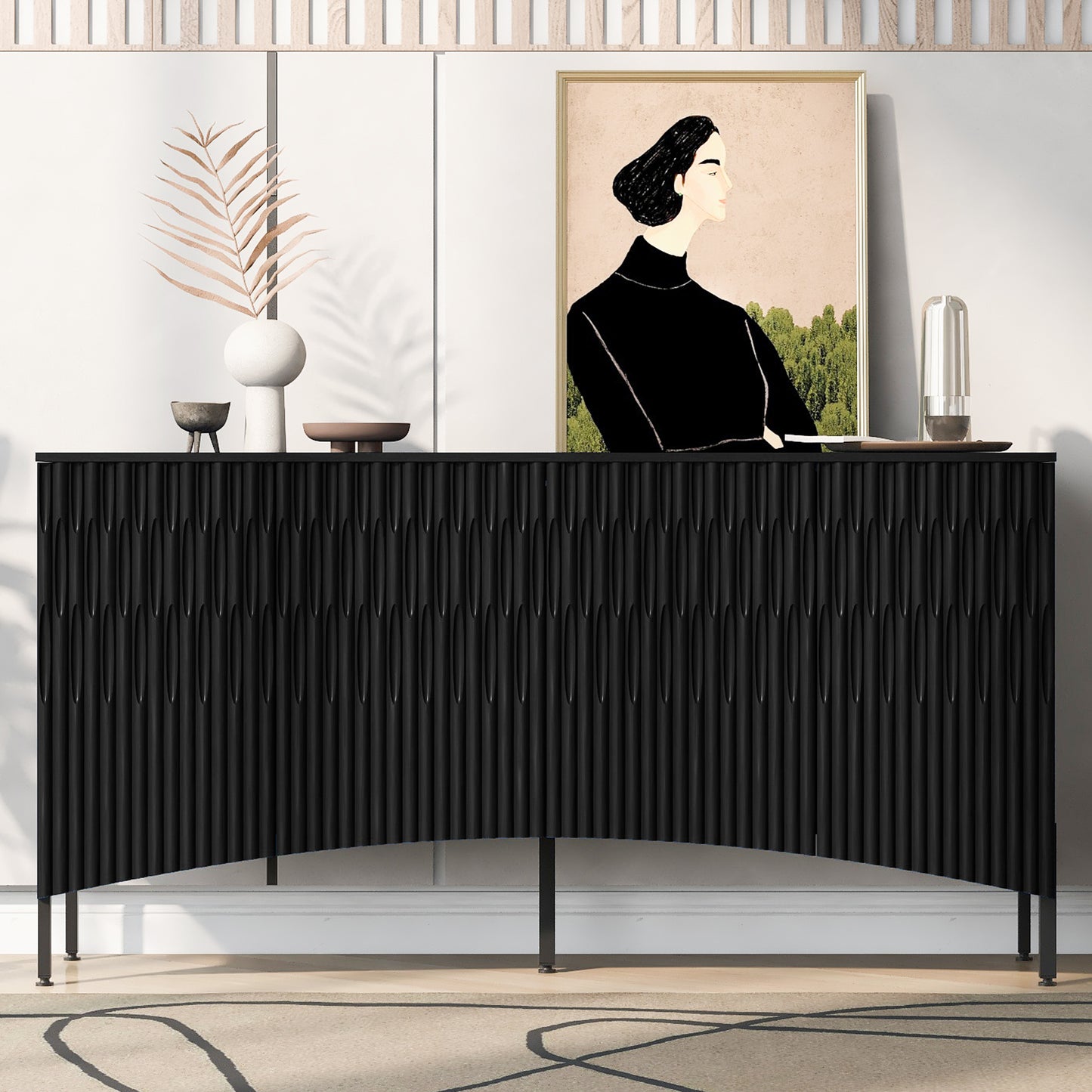 Mission Traditional Elegant Curved Sideboard