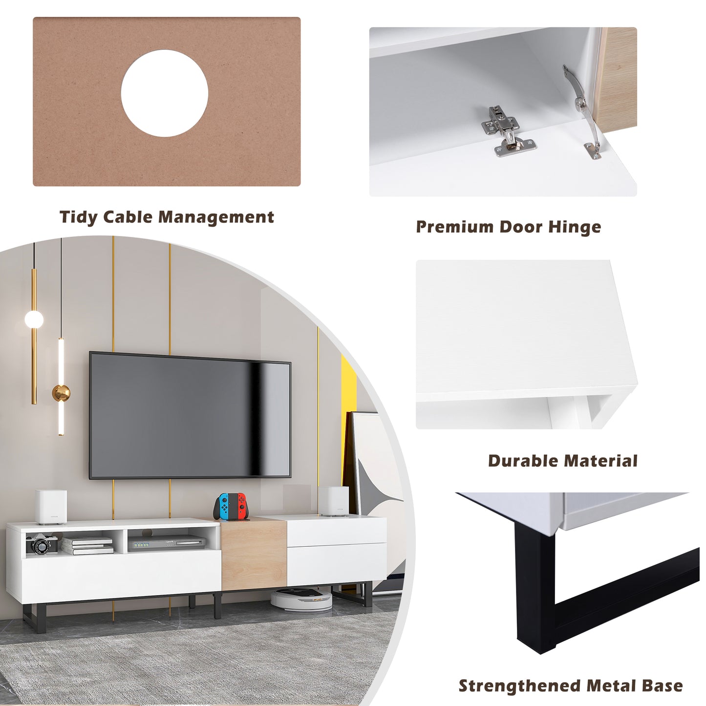 Marites Modern Drop Down Media Entertainment Table