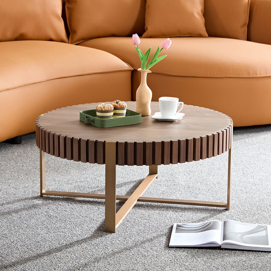 Warmsprings Modern Walnut Pedestal Drum Table