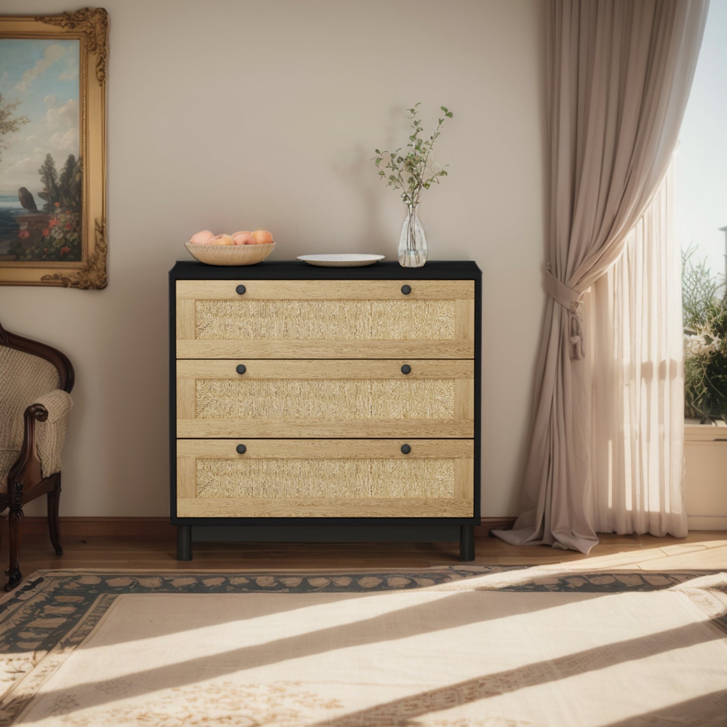 Lazzareschi Mid-Century Rope Woven Storage Cabinet