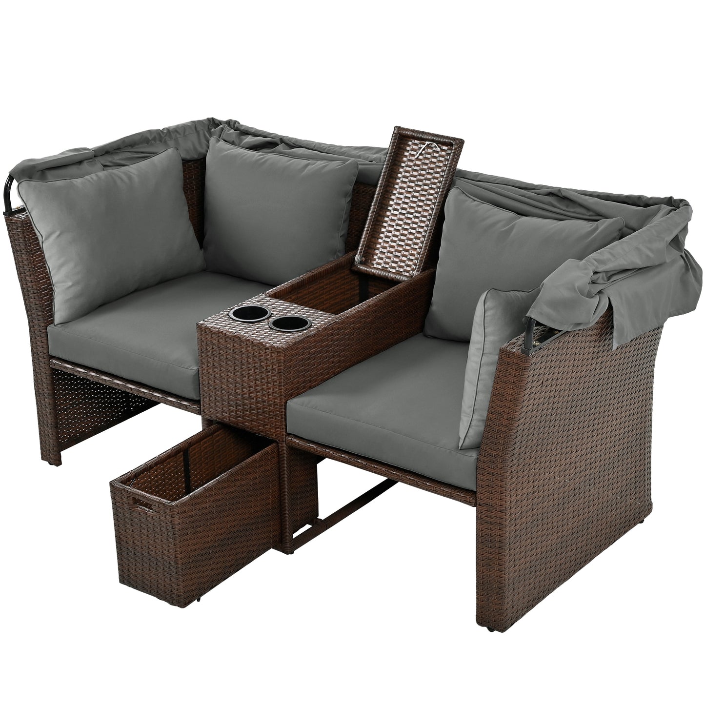 Amity Modern Loveseat Foldable Awning Daybed