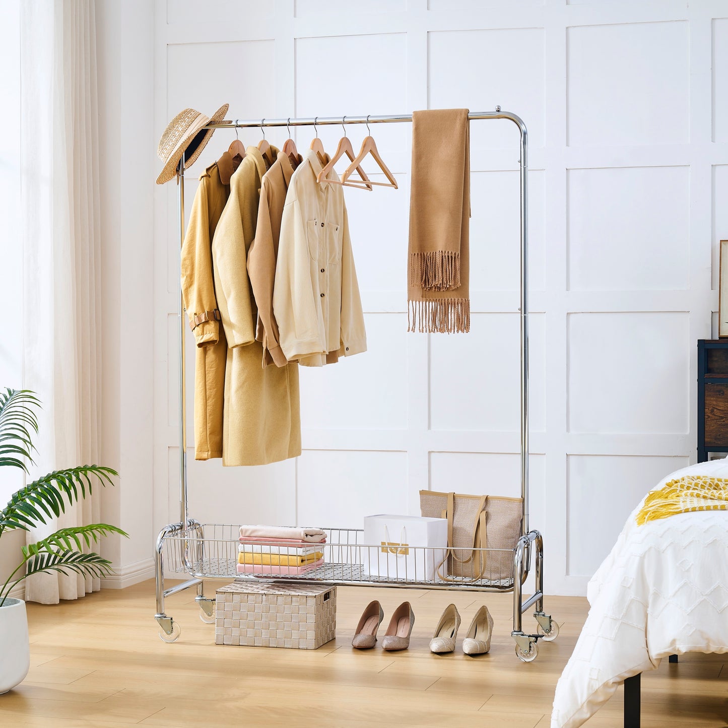 Marcel Industrial Velvet Garment Rack
