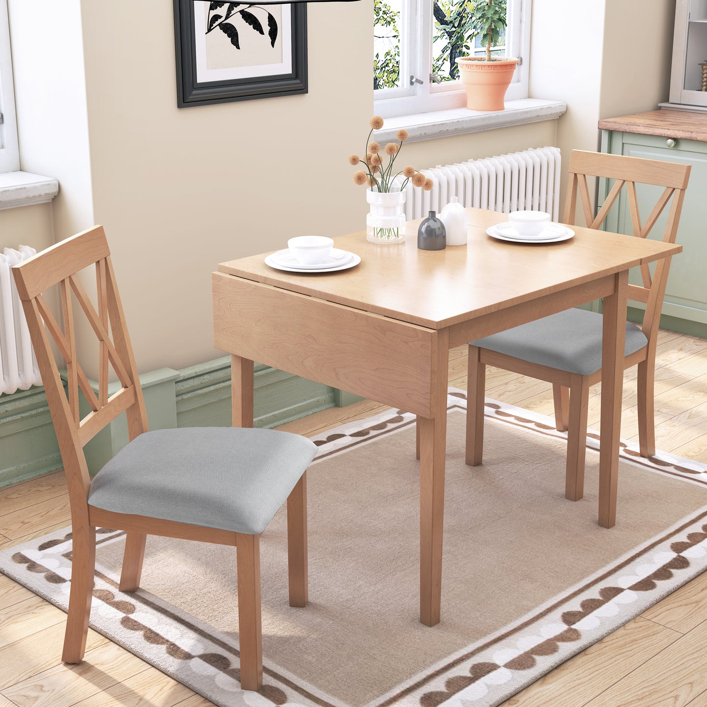 Centerville Modern 3 Piece Drop Leaf Dining Set