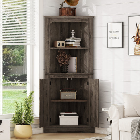 Warmsprings Craftsman Dark Walnut Corner Cabinet