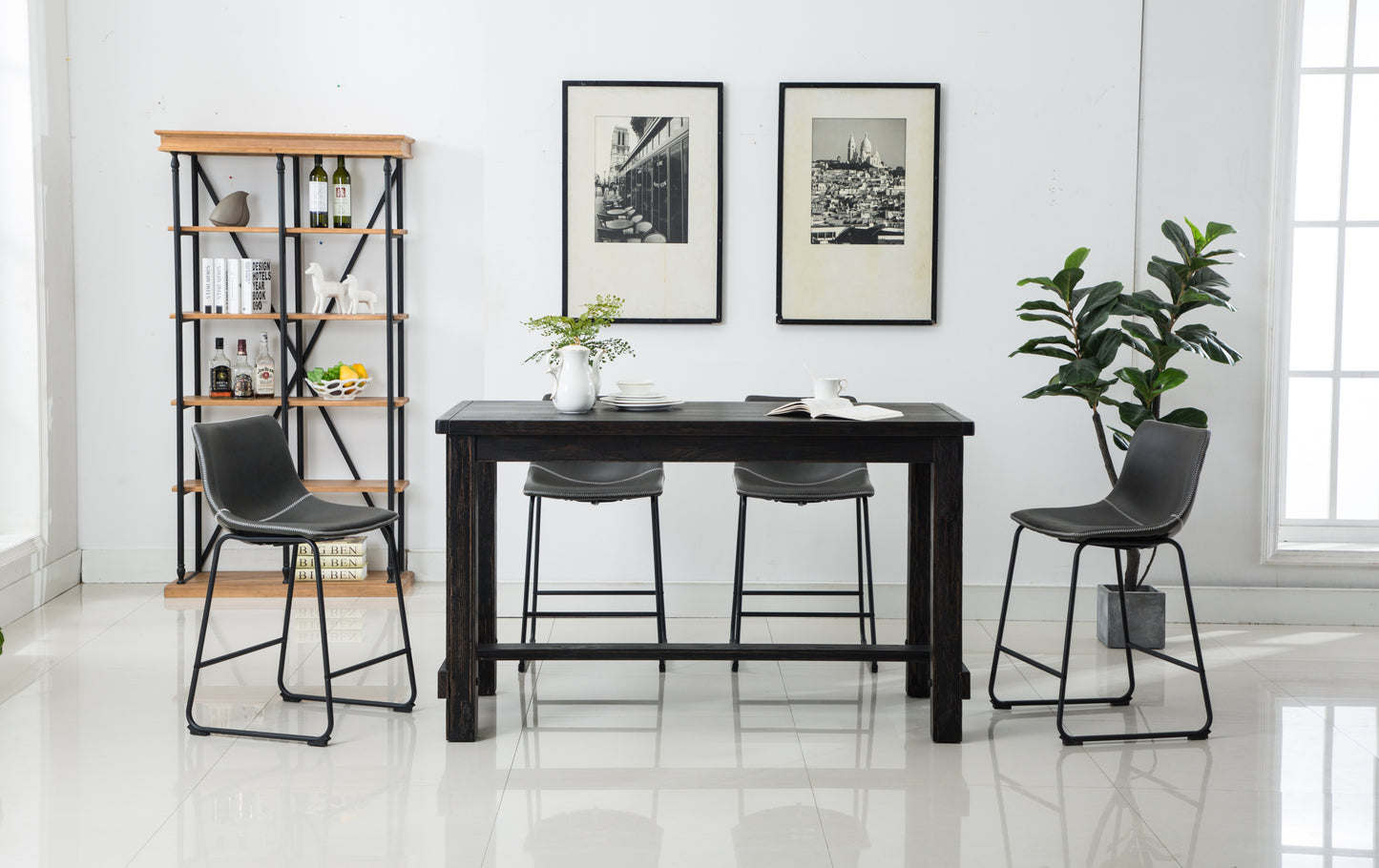 Elmcrest Contemporary Velvet Classic Dining Set