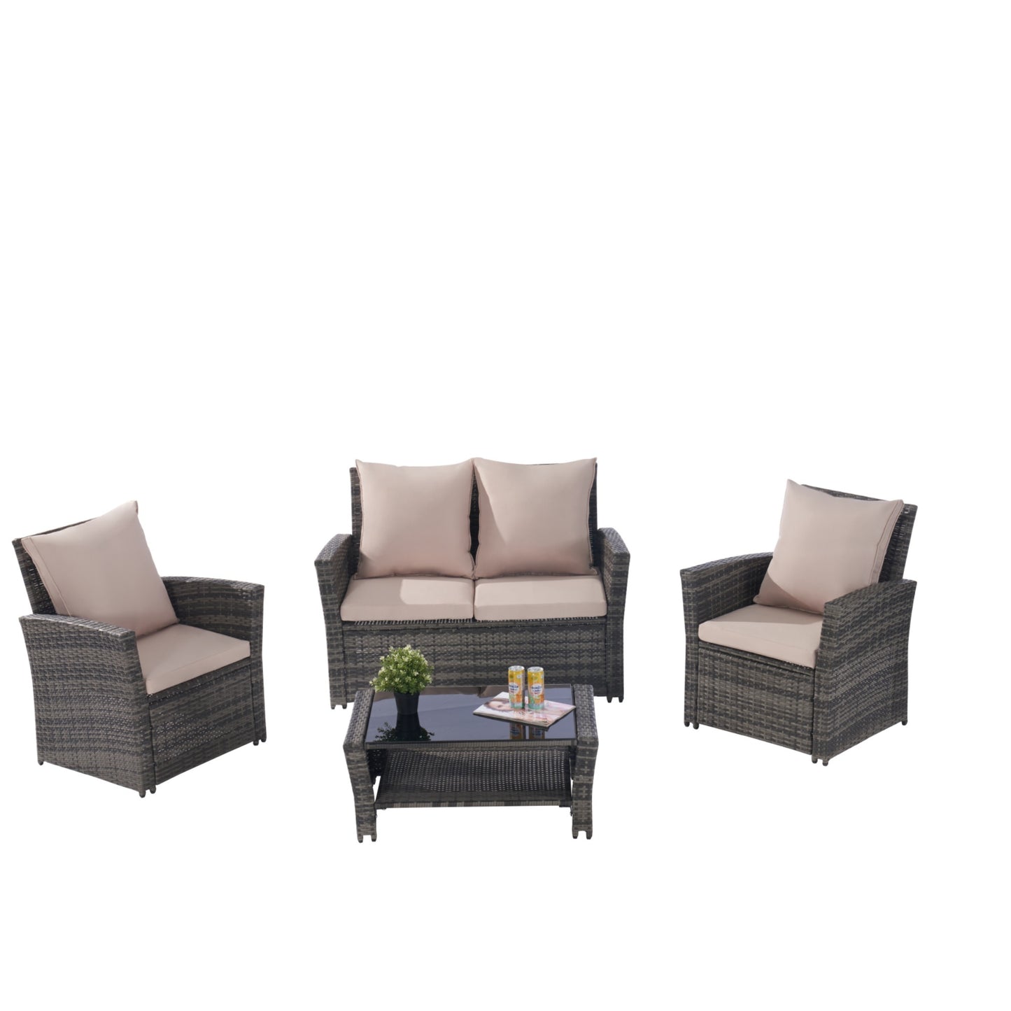 Marites Modern Patio Wicker Furniture Set