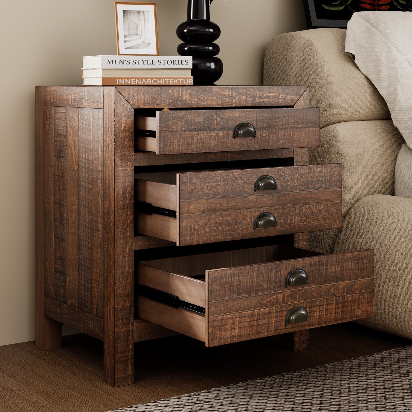 Ghivi Craftsman Rustic Nightstand