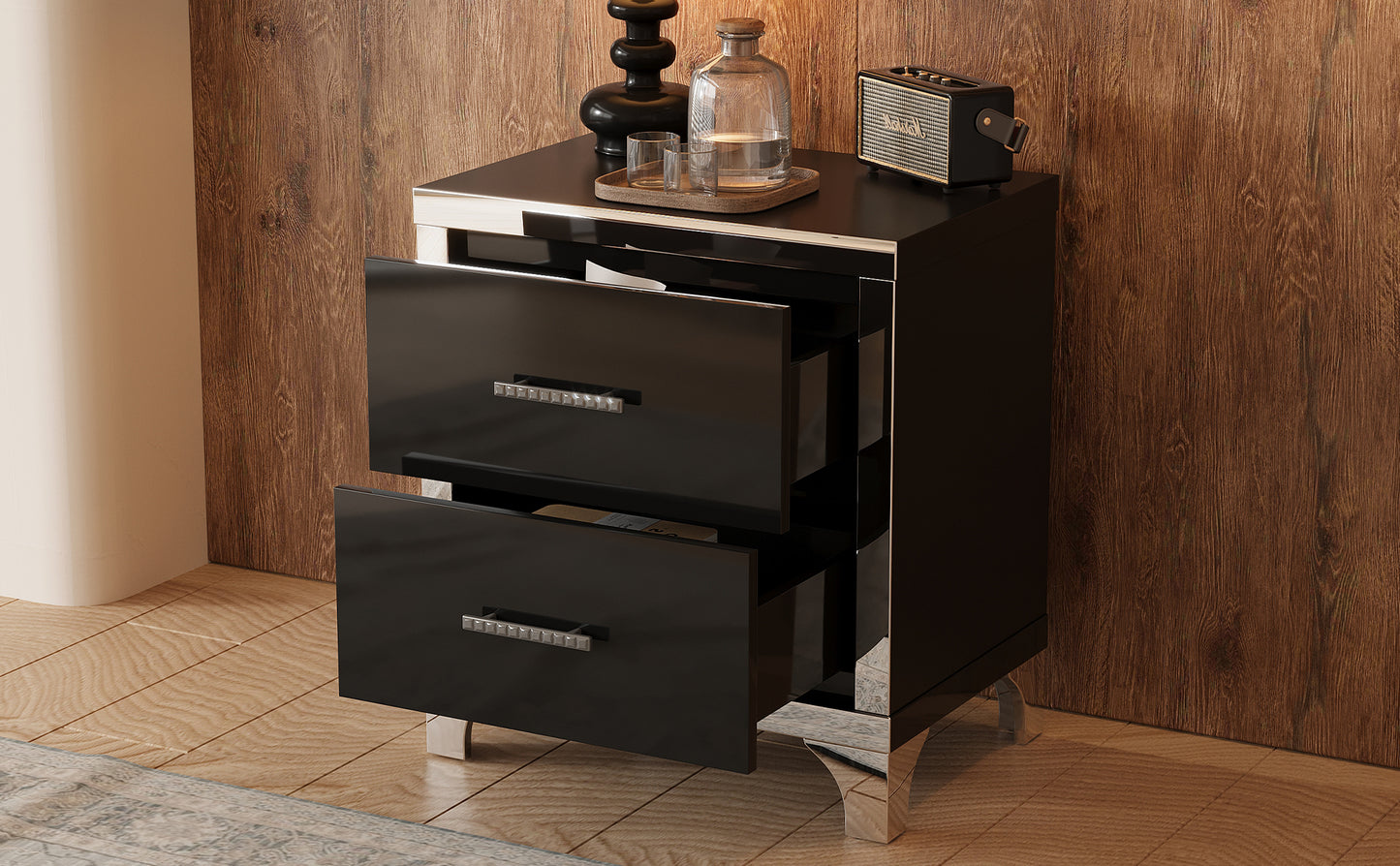 Silverleaf Modern Mirrored Nightstand