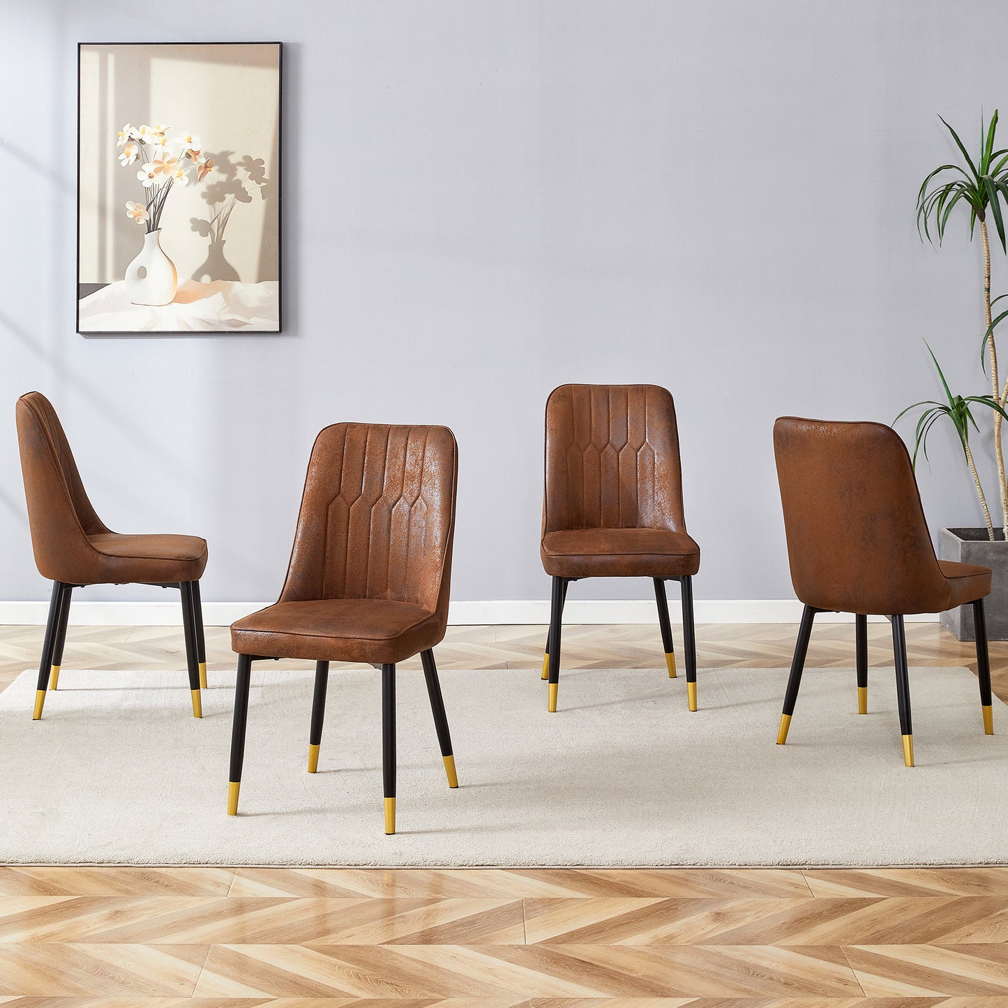 Justo Contemporary Velvet Metal legs Dining Chairs