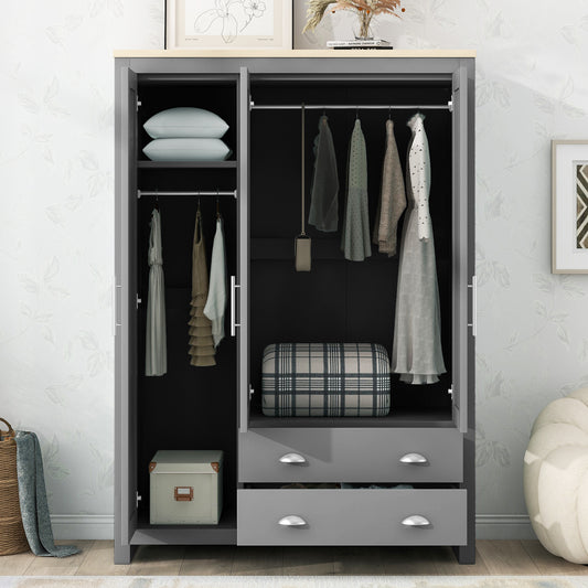 Cleo Modern Three Door Storage Wardrobe with Hanging Rods