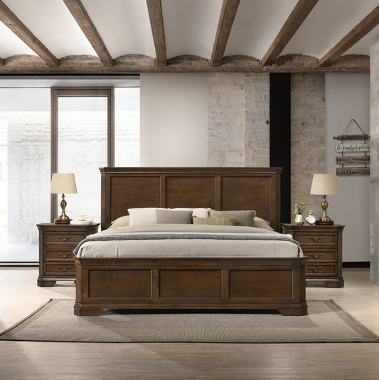 Cleo Traditional Maderne 3-Piece Wood Panel Bedroom Set