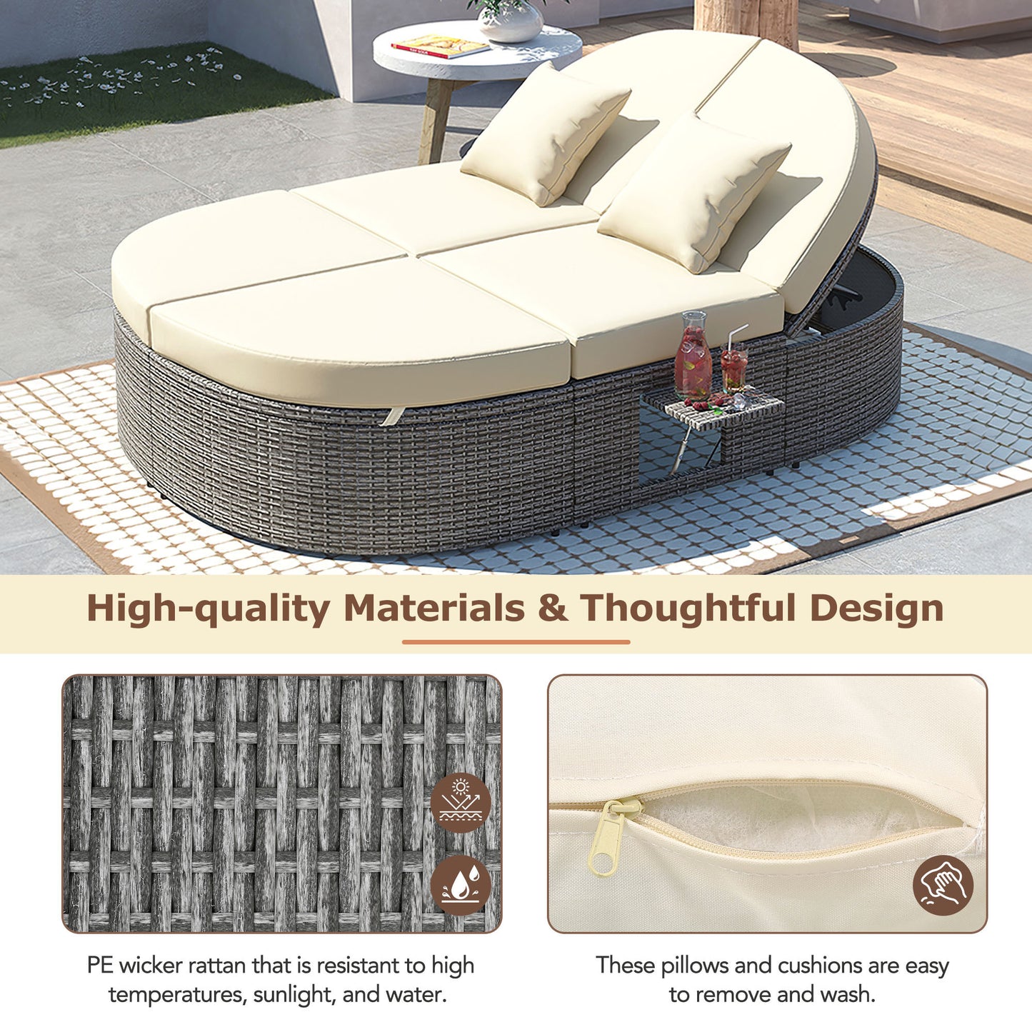 Centerville Modern Chaise Rattan Sun Daybed