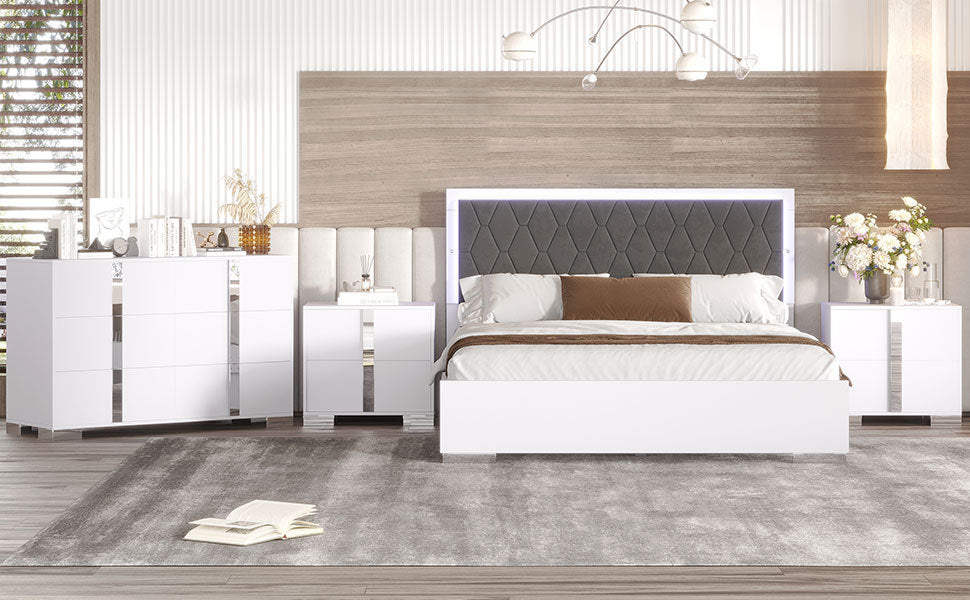 Sonoma Contemporary LED Upholstered Bedroom Set